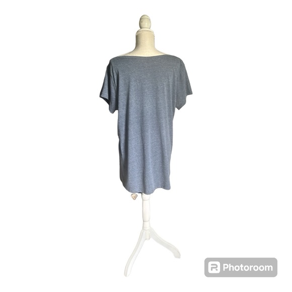 Palm Harbour Tunic T-shirt Heather Blue with Palm Leaf Print Short Sleeve 2X - Picture 4 of 12